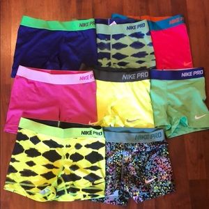 8 Nike pro shorts